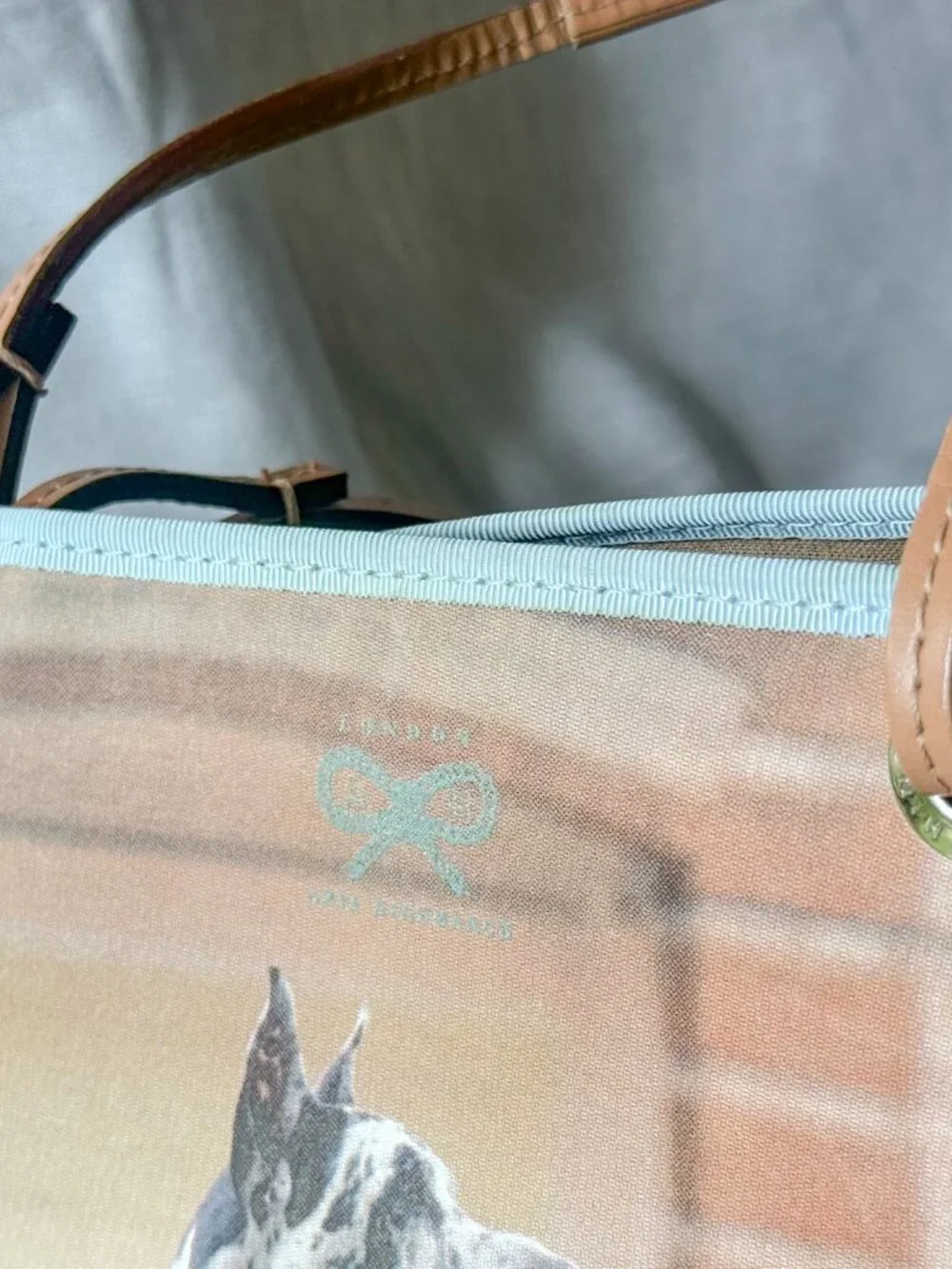 Anya Hindmarch Blue Label Great Dane Vintage Car Print Tote Y2K Coated Canvas